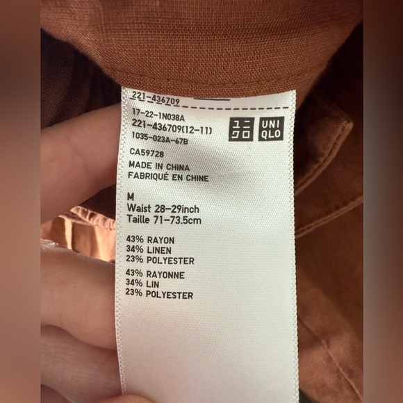 Uniqlo Linen Blend Belted Culotte Shorts, size medium - Picture 8 of 8